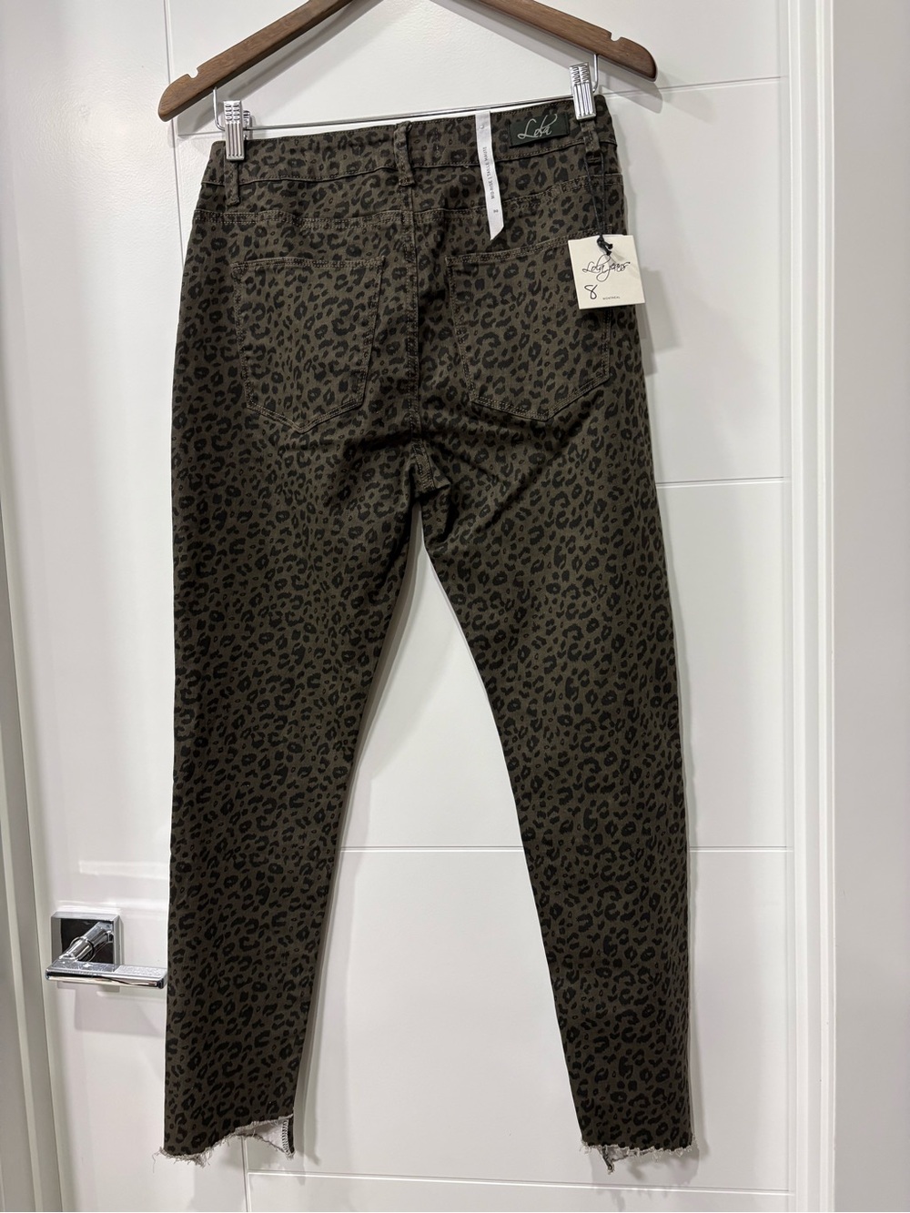 Lola Jeans Olive Leopard Slim Chino Pants
